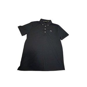 Sligo Men's Golf Polo Navy Blue Stripe Large NWOT 4 Button, Button Down Collar